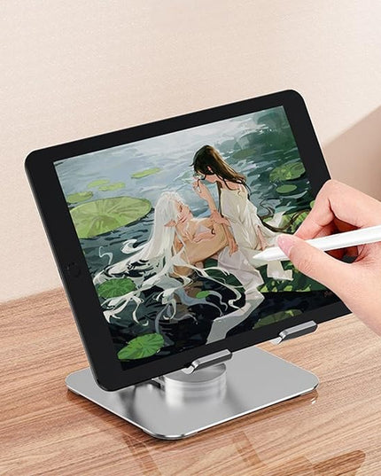 Portable Aluminum Tablet Stand 360°Adjustable Nonslip Holder for Most Phones Tablets & Laptops Ergonomic Rotating Tablets Stand