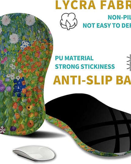 Hokafenle Ergonomic Mouse Pad Wrist Support, Wrist Rest Mousepad for Carpal Tunnel Pain Relief with Integrated Memory Foam Slope Massage Bulge (11.8x7.9 inch,Cute Floral