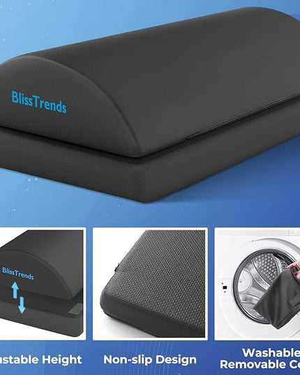 BlissTrends Foot Rest for Under Desk at Work-Versatile Foot Stool with Washable Cover-Comfortable Footrest with 2 Adjustable Heights for Car,Home and Office to Relieve Back,Lumbar,Knee Pain-Gray Long