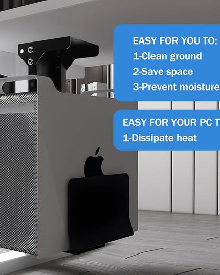 Heavy Duty Computer Wall Mount PC Case - Upgraded, Also Great for PC Mount Under Desk - Height Adjustable from 11" to 21", Width Adjustable from 5.5" to 9.8", Computer Tower Under Desk Home Office