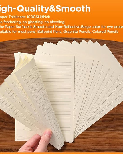 A6 6-Hole Lined Loose-Leaf Filler Paper – 80 Sheets, 100GSM, Beige Notebook Refill – Fits A6 6-Ring Binders for Office, Journaling, Planning, Notes. Double-sided writing supported