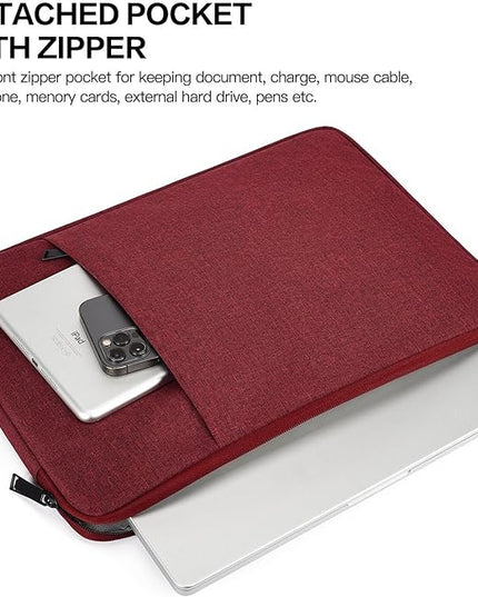 Laptop Sleeve Case 17 inch, Padded Shockproof Protective Carrying Bag for HP 17.3 Laptop/Pavilion 17/ Envy 17, 17.3-in Water-Resistant Computer Bag Cover with Accessory Pocket -Wine Red