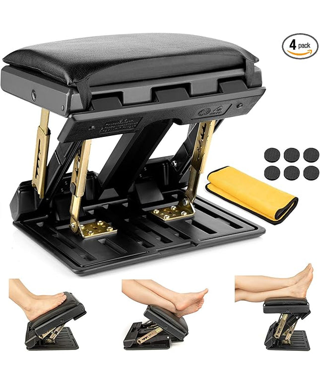 Adjustable Footrest with Removable Soft Foot Rest Pad Max-Load 140Lbs with 4-Level Height and Angle Adjustment Massage Footrest Under Desk for Car Travel, Kid's Writing, Office