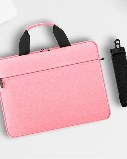 Laptop Case Shoulder Bag for 14 Inch MacBook Pro, 15 Inch Macbook A1707/A1990/A2941/A3114, 14-15 Inch Laptop Computer, Protective Polyester Computer Portable Bag Briefcase with Handle, Pink