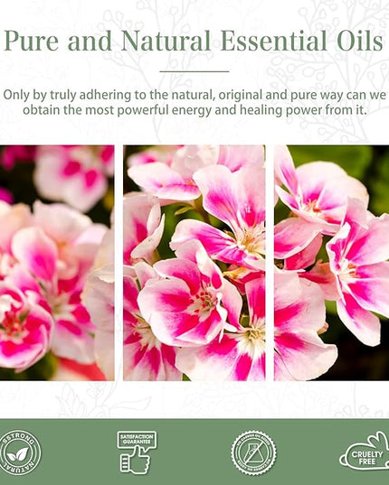 Geranium 3.38fl.oz Essential Oil, PHATOIL Aromatherapy Essential Oils for Diffuser, Humidifier, Perfect for DIY Soap, Candle, Bath Bombs Making(100ml)