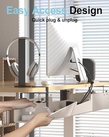Under Desk Cable Management Tray,No-Drill Upgraded Thickened Felt Cord Organizer with Clamp or Screw Mount,Cable Holder for Standing Desk,Home Or Office(Beige, 47.2")