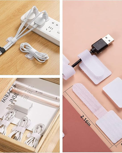 ELII 328Pcs Cable Management Kit, 8 Magnetic Cable Clips,69Adhesive Cable Holder,4 Cable Sleeve Split,22Reusable Cable Strap,200 Nylon Cable Zip Ties with 25 Mounts TV Home(White)
