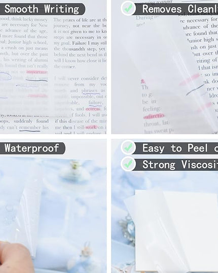 800Pcs Transparent Sticky Notes, 3"x3" Clear Sticky Notes, Waterproof Translucent Sticky Note Pads for Books Annotation, Clear Post it Notes for Bible Study, School, Office（White）
