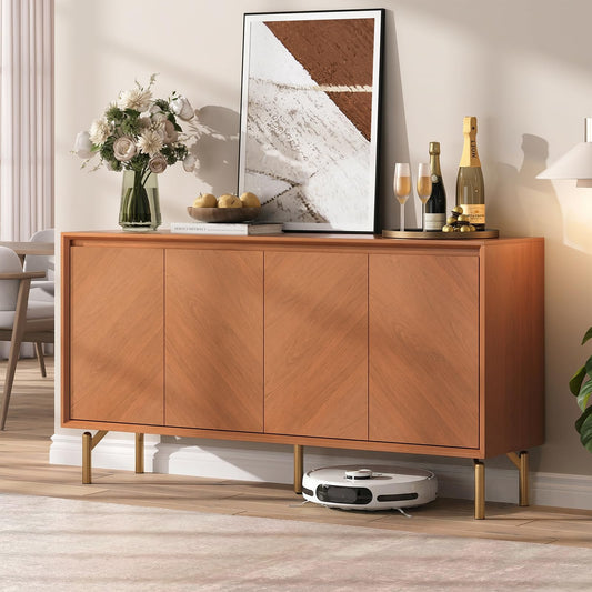 JOINICE 59" Sideboard Buffet Cabinet with Storage for Dining Room,Walnut