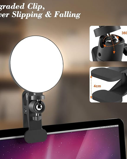 Light for Video Recording, 3 Color & 5 Brightness Video Light Clip on Desktop Monitor, Timer Setting with USB Plug Webcam Light for Meeting, Video Calls, Remote Working, Live Streaming - 4.7''