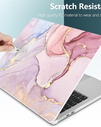 DONGKE for M4 MacBook Air 13.6 Inch Case 2025 2024 2023 2022 Model A3240 A3113 A2681 M3 M2 Chip, Plastic Hard Shell Case Cover with Touch ID for MacBook Air 13 Inch M4 - Pink Marble