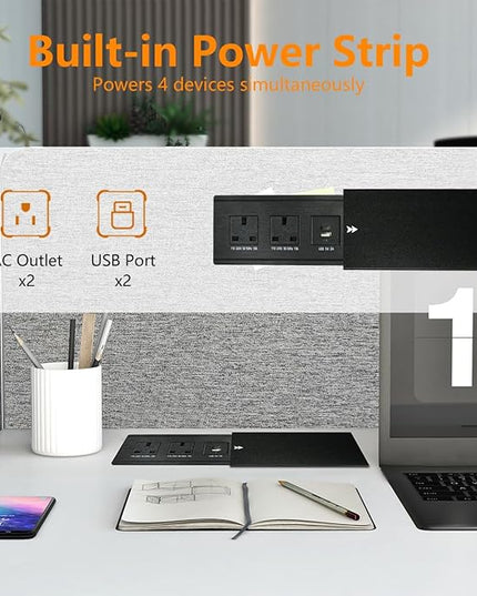 SAINTCY 3 Person Office Cubicle Desk Workstation with Drawers & Built-in Power Outlets, Adjustable Wall Partitions, Layouts for Startups and Modern Workspaces