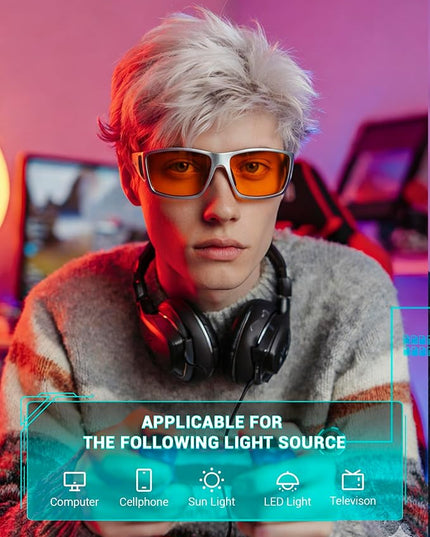 TIJN Sonia Sleep Glasses for Blue & Green Light Blocking,Red Lens with Dual AR Coating,Wraparound Frame for Gaming Screen