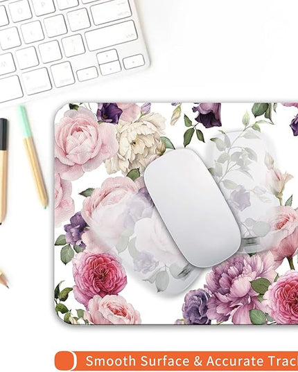 Square Mouse Pad Floral Roses,Personalized Premium-Textured Custom Mouse Mat Design,Washable Mousepad Cloth,Non-Slip Rubber Base Computer Mouse Pads for Wireless Mouse
