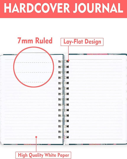 Spiral Journal Notebook for Women, Hardcover A5 College Ruled Notebook, 120 Pages, Thick Paper, Cute Lined Journal for School, Office & Work, 6 x 8.4 in(Cute Flower)