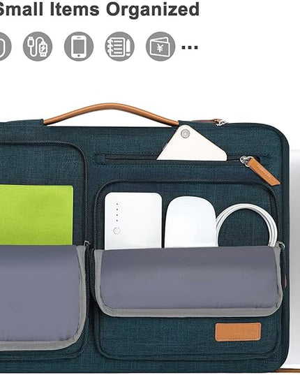 MOSISO 360 Protective Laptop Case 13 inch, 13 inch Laptop Sleeve Compatible with MacBook Air M4 M3 M2 M1 2025-2018/Pro M2 M1 2025-2016, Side Open Carrying Case with 4 Zipper Pockets&Handle, Teal Green