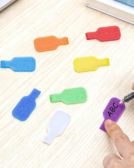 40 Pcs Cable Labels for Cords, Nylon Write On Cord Labels Tags for Electronics, Wire Markers Electrical Reusable Large Size Plastic Label for Charging Cords Management and Identification 8 Colors