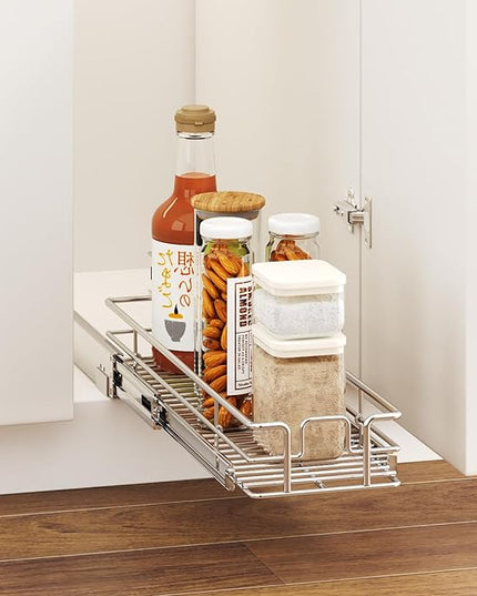 LOVMOR Pull Out Cabinet Organizer 5½" W x 21½" D, Kitchen Cabinet Pull Out Shelves Slide Out Storage