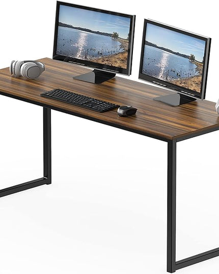 SHW Mission 55-Inch Home Office Computer Desk, Walnut