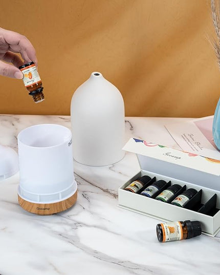 Essential Oils Set-Top 6 Organic Blends for Diffusers, Candle Making, Aromatherapy, Humidifiers, Gifts - Grape,Lemon,Mango,Bergamot,Plneapple,Peach(6X10ML)