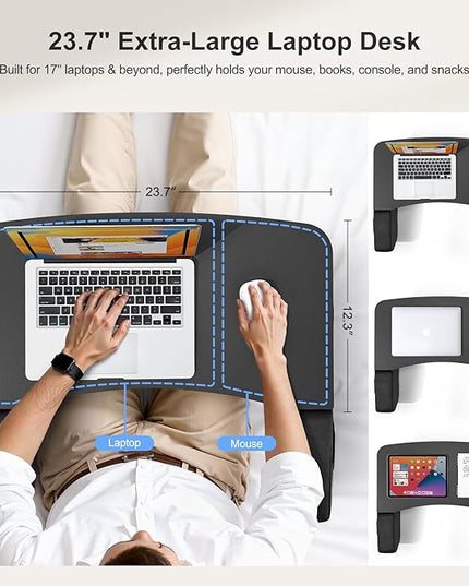 Lap Desk for Adults with Arm Rests,Ergonomic Laptop Pillow Stand for Bed,Couch,Floor,Large Table for Long Hours Work,Eating,Gaming,Reading and Writing,Lap Laptop Desk for College Dorm Room