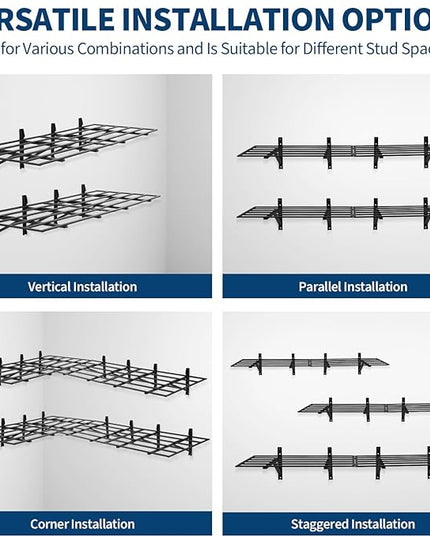 2-Pack Collapsible Garage Storage Shelves, 75x24 Inch for Garage Shelving Wall Mounted, Heavy Duty Wall Shelf with 800 lbs Capacity
