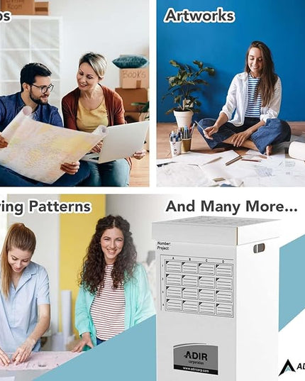 Adir 2 Pack of Cardboard Roll File Storage Organizer - Vertical File Sorter - Blueprint, Poster, Plans, Gift Wrap, And Map Holder Station-16 Slots (for Rolls up to 37 Inches Long)