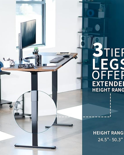 VIVO Electric 71 x 30 in Dual Motor Rustic Sit Stand Desk, Memory Height Adjustment, 2B Series, Black and Vintage Brown Top, Black Frame, DESK-KIT-2B7BN