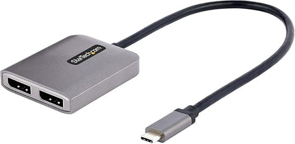 StarTech.com USB-C to Dual Displayport 1.4 Adapter, USB Type-C Muliti-Monitor MST Hub, Dual 5K 60Hz DP Laptop Display Extender / Splitter, HDR, Extra-Long Built-In Cable, Windows Only (MST14CD122DP)