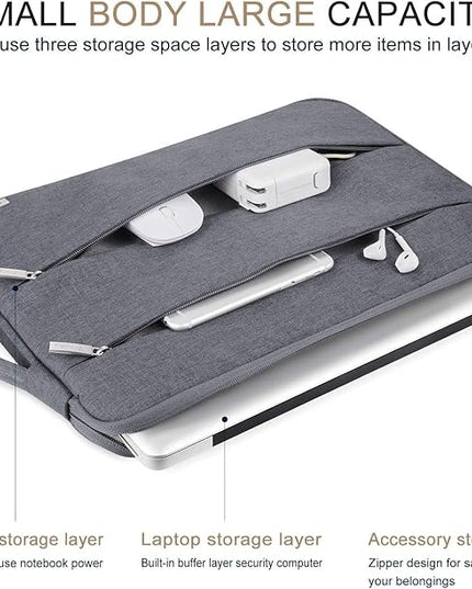 Voova 14 15 Inch Laptop Sleeve Case, Waterproof Computer Bag Cover Compatible with MacBook Air 15 M2/M3/M4 2022-2025, MacBook Pro 15, Hp chromebook 14, 14-15” Dell Lenovo Acer Asus, Grey