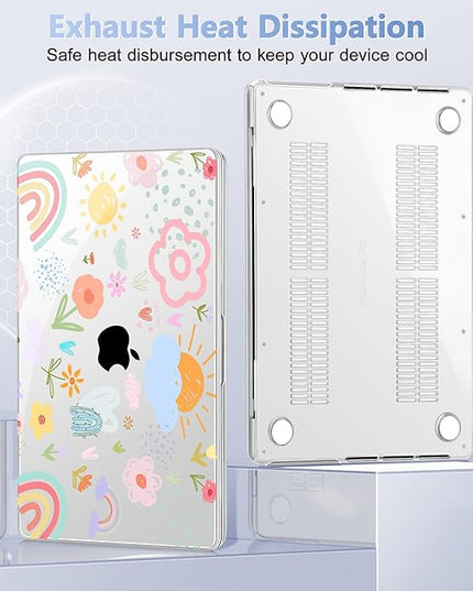 May Chen Case for MacBook Pro 14 inch, Models A2442 A2779 A2918 A2992 A3401 A3185 A3112 A3434, M1 M2 M3 M4 M5 Chip (2021-2025 Release), Plastic Hard Shell Case with Keyboard Cover, Rainbows Flowers