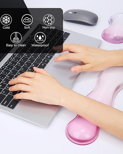 Gel Wrist Rest for Keyboard and Mouse, Wrist Rest for Keyboard, Mouse Wrist Support, Pain Relief, Cool Touch, Non-Skid, Mouse Wrist pad