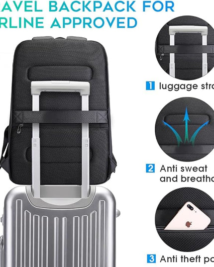 BANGE Business Smart Backpack Waterproof fit 15.6 Inch Laptop Backpack with USB Charging Port,Travel Durable Backpack
