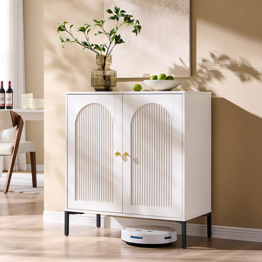 IFGET 34" Tall Modern Arched Sideboard Buffet Cabinet with Storage, White