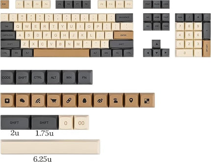 Guffercty kred XDA Profile Keycaps 125 Retro PBT Key Cap Cover Set Dye Sublimation ANSI US Layout for Cherry Mx Switch Mechanical Keyboard (XDA/Ember)