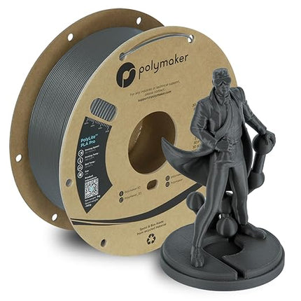 Polymaker PLA PRO Filament 1.75mm 1kg, Tough & High Rigidity Dark Grey 3D Printing Filament, PolyLite PLA PRO 3D Printer Filament 1.75mm, Print with Most 3D Printers