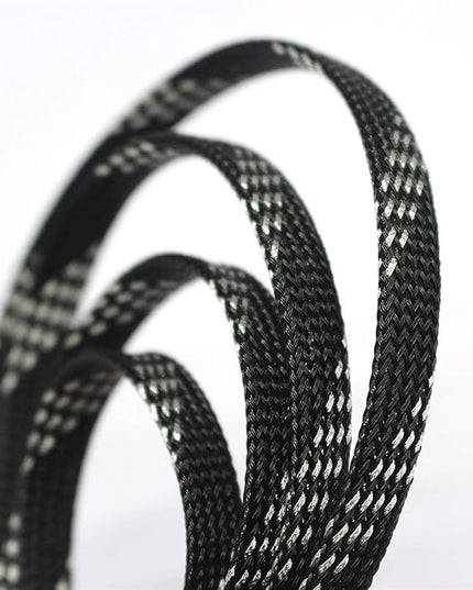 30ft PET Expandable Sleeving Wire Cable Sleeve (1/3", Silver&Black)