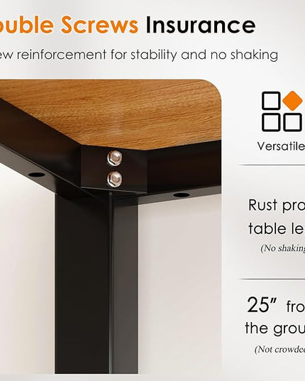 DlandHome Large Computer Desk, Composite Wood Board, Decent and Steady Home Office Desk/Workstation/Table 54.3inch Teak Black