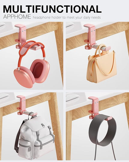 Foldable Headphone Stand and Hook – Aluminum Headset Holder Clamp Mount Under Desk, Universal Fit for Gaming Headphones, Space-Saving Hanger Organizer