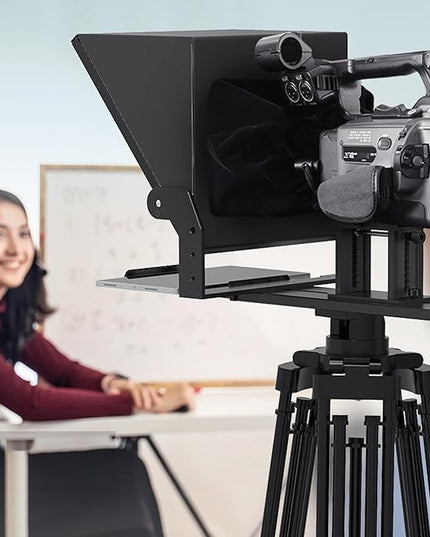 13-inch high-Definition Wide-Angle teleprompter｜High-Definition Beam Splitter Design｜Manual Height Adjustment, Compatible with a Wide Range of Devices｜with Remote Control and teleprompter apps