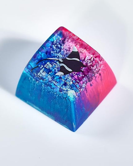 Manta Ray Artisan Keycap Blue Pink Ocean Coral R1 SA Profile Custom Sea Creatures Keycaps 1U ESC Handmade Gaming Resin Key Cap Cherry MX Switch Compatible Mechanical Keyboard Manta Ray Lover Gift