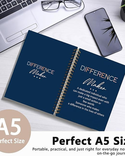 Difference Maker Gift Notebook Journal, Appreciation Gifts for Coworkers Teacher Mentor Boss Coach, Coworker Gifts, Thank You Gifts for Women Men Spiral Notebook 5.5x8.3 Inch(Navy blue)