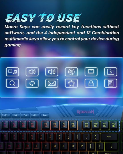 Redragon S101-3 PRO Gaming Keyboard and Mouse, RGB Backlit Programmable Keyboard Mouse with Software, Independent Macro Record Keys, Value Combo Set, New Update Version