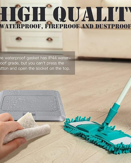 Hoolerry 2 Pack Pop up Floor Electrical Outlet Cover Box Kit with 4.8A USB Charger 20Amp Waterproof Weatherproof Floor Tamper Resistant Outlet Receptacle for Countertop Home (Silver)