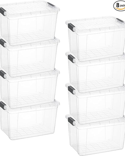 Superio Clear Storage Bins with Lids, 14.7 Quart BPA Free Plastic Containers, Transparent Boxes for Organizing, Stackable Crates, Organizer Totes for Home, Office, School, and Dorm