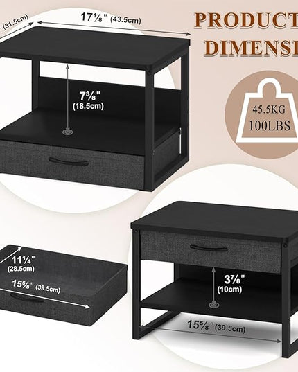 MARTY Printer Stand with Storage Drawer for Desk, 2-Tier Desktop Printer Stand Shelf Organzier for Home Office Printer Riser Under Desk Small Printer Table for Fax Machine Copier Scanner (Black)