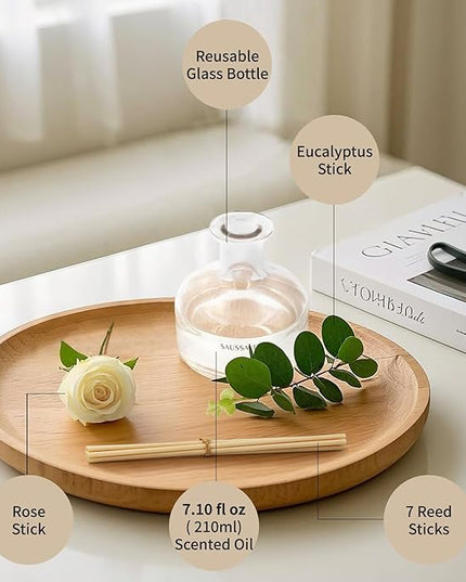 Reed Diffusers Set, 7.10 oz Flower Scented Diffuser with 7 Sticks, Long Lasting Home Fragrance for 120 Days, Perfect for Bathroom, Shelf Decor, Air Fresheners