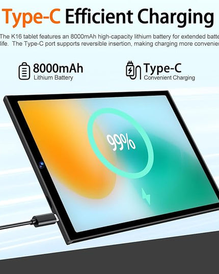 SKYEGG 2025 Android 15 Tablet 10.1 Inch Tablets, 30GB RAM 128GB ROM 1TB Expand, 8000mAh Battery, BT5.0, 2.4/5G Wi-Fi 6, Metal Body with Keyboard & Mouse, Gemini AI, Widevine L1 HD IPS Display - Black