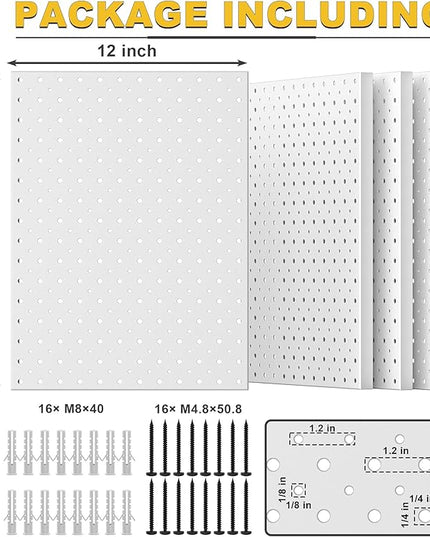 Ultrawall Metal Pegboard Panels, Pegboard Wall Organizer, Peg Boards for Wall, Garage Tool Storage Organization, 12"X16", 4pcs, Gray