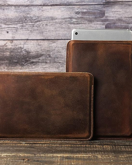 Top Grain Leather 8.3" Slim Tablet Case Protector, Solid Minimalist Vintage Design, Handmade, Compatible with 8.3" iPad mini 6 iPad mini 7.9" A1599 A1600 A1538 A1550 A2133, Coffee 8.3 Inch
